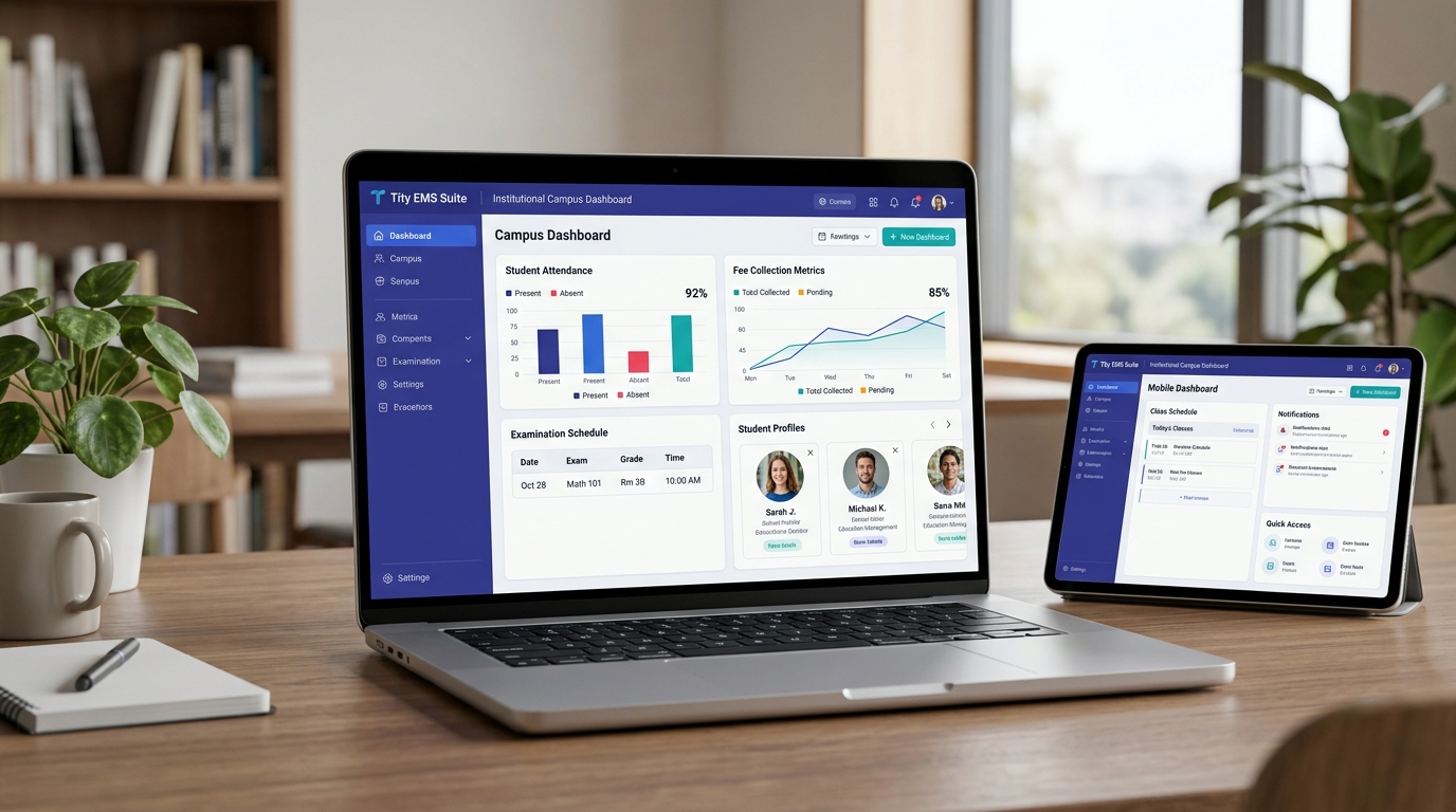 Tity EMS Suite Dashboard and Mobile Application Mockup