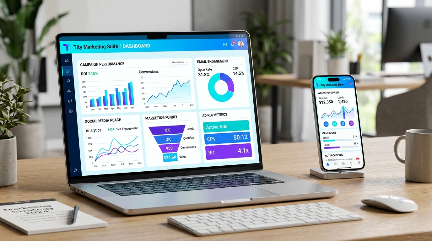 Tity Marketing Suite Dashboard Mockup